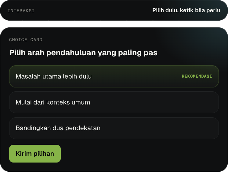 Ilustrasi fitur choice card Makalah AI